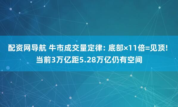 配资网导航 牛市成交量定律: 底部×11倍=见顶! 当前3万亿距5.28万亿仍有空间