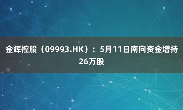 金辉控股（09993.HK）：5月11日南向资金增持26万股